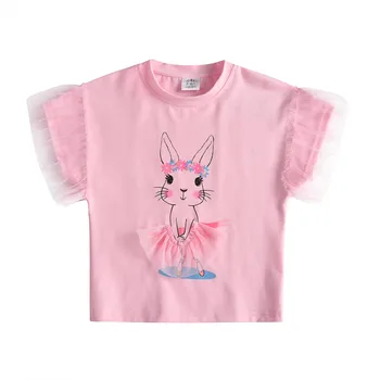 Dxton Vasaros Mergaičių marškinėliai Vaikams Trišakiai su Širdies Modelis Triušis Blizgučiais Animacinių filmų Vaikams Vestidos Medvilnės Bamblys Mergaičių Drabužiai