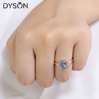 DysonJewelry 925 Sterlingas Sidabro Vestuvių Žiedas, Sukurtas Gemstone Blue Topazas Rose Auksą, Padengtą Moterų Prabangus Elegantiškas Bauda Papuošalai
