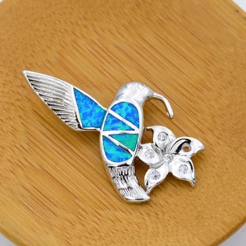 Dūzgiantis Paukščių Dizaino Karoliai Pakabukas su Ocean Blue Opal
