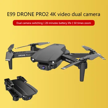 E99 Pro2 Mini Drone 4K HD Dual Camera WIFI FPV Tranai Profesinės aerofotografija Sraigtasparnis, Sulankstomas RC Quadcopter Dron Žaislas