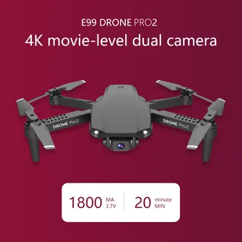 E99 Pro2 Mini Drone 4K HD Dual Camera WIFI FPV Tranai Profesinės aerofotografija Sraigtasparnis, Sulankstomas RC Quadcopter Dron Žaislas
