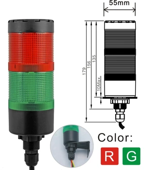 ELEWIND 55mm LED Signalo Bokšto Incontinous Šviesos arba Nuolatiniai Šviesa Su Sirena(YWJD-55A/D/2/RG/24V į 220V)