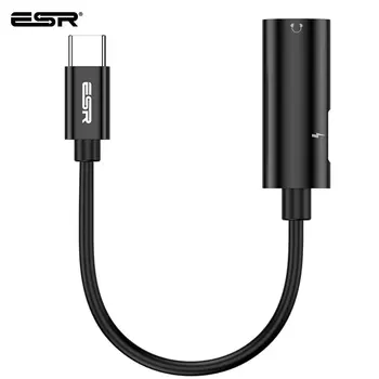 ESR USB C Tipo 3,5 mm Jack Ausinių Adapteris AUX Kabelis Audio 