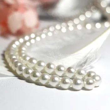 Elegantiškas Klasikinis Papuošalai 135cm puikus šviesos 6mm shell perlų vėrinį 925 Sterlingas Sidabro Uodega Grandinės Moterims