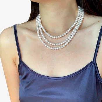 Elegantiškas Klasikinis Papuošalai 135cm puikus šviesos 6mm shell perlų vėrinį 925 Sterlingas Sidabro Uodega Grandinės Moterims