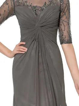 Elegantiškas Pilkos Spalvos Šifono Ilgai Motinos Nuotakos Suknelės 2021 Pusė Rankovės Duobute Vakarą Prom Šalis Suknelės, Vestuvių Suknelė Svečias