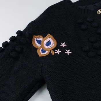 Elegantiškos Siuvinėjimo Moterų Megzti Megztinis Megztinis Rudenį, Žiemą, susagstomi megztiniai Moterų Megztinis Kailis korėjos Laisvi Megztiniai Outwear
