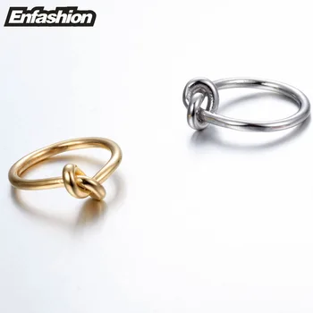 Enfashion Didmeninė Mazgas Žiedai, Nerūdijančio Plieno, rožinė Aukso spalvos Mini Žiedas Mados Karka Žiedai Moterims, Papuošalai Bagues Anillos