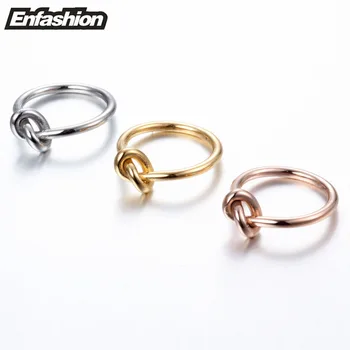 Enfashion Didmeninė Mazgas Žiedai, Nerūdijančio Plieno, rožinė Aukso spalvos Mini Žiedas Mados Karka Žiedai Moterims, Papuošalai Bagues Anillos