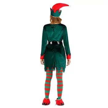 Eraspooky Deluxe Kalėdų Senelio Pagalbininkas Cosplay Moterų Suknelė Žalia Kalėdų Elf Kostiumas Suaugusiųjų Kalėdos Seminaras Naujųjų Metų Komplektus Vyrai