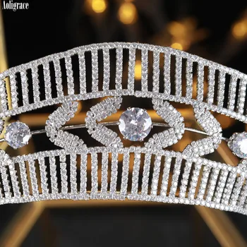 Europos Princess Royal Crown Kubinis Cirkonis Vestuvių Inscenizacija CZ Cirkonis Ūgio Rožančiai Šalies Prom Saldus 16 Nuotakos Plaukų Aksesuarai