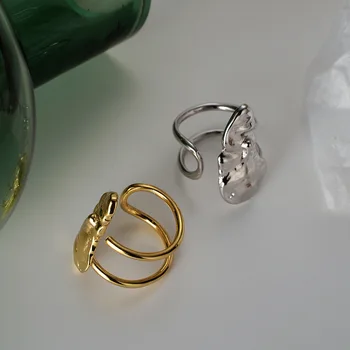 Europos stilius paprastas perdėti S925 sterlingas sidabro galvos žiedas moterų atidarymo nereguliarus įgaubtas-iškilūs rodomojo piršto žiedą