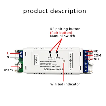 EweLink Smart home WiFi RF433 2 kanalų jungiklis virsta susikabinti selflock wifi modulis app kontroliuoti nuotolinio relay 