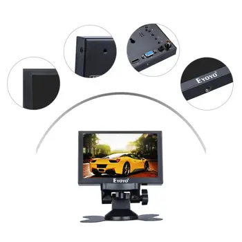 Eyoyo 5 Colių Mini Sunkvežimis Automobilio Galinio galinio vaizdo Monitorius Atbuline Kamera, LCD Ekranas, HDMI VGA, BNC Saugumo Atsarginės Pagalvėlės Ekranas