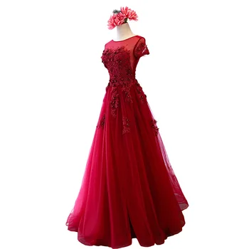 FADISTEE Naują atvykimo elegantiškas šalis promenadzie suknelė Vestido de Festa-line nėrinių duobute samtelis kaklo 3D-Gėlių Appliques Bordo