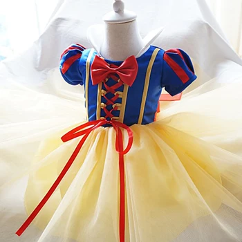 Fantasia Geltona Princesė Kostiumas Baby Girl Dress 0-8 Metų Vaikai Helovinas Šalis Cosplay Suknelė iki 1-ojo Gimtadienio Suknelė