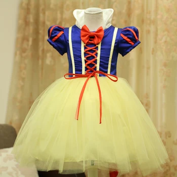 Fantasia Geltona Princesė Kostiumas Baby Girl Dress 0-8 Metų Vaikai Helovinas Šalis Cosplay Suknelė iki 1-ojo Gimtadienio Suknelė