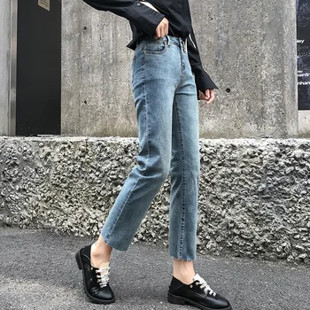 Ff9602 2019 nauja rudens žiemos moterų mados atsitiktinis Džinsinio audinio Kelnės kankina džinsai moterims streetwear