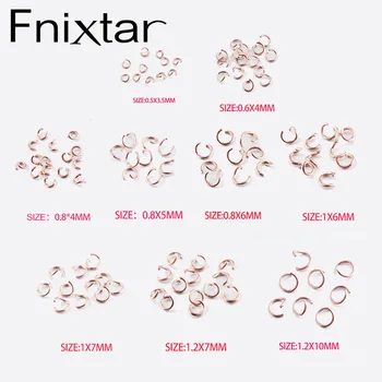 Fnixtar 0.5*3,5 mm 0.6*4mm 0.8*skaičius 4/5/6mm 1*/6/7mm 1.2*7mm Rose Aukso Spalvos Nerūdijančio Plieno Atidaryti Šuolis Žiedas 