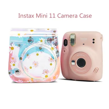 Fujifilm Instax Mini 11 Fotoaparato Krepšys Holografinis Skaidrus Daisy Atveju Momentinis Fotoaparatas Dirželis Per Petį Krepšys Protector Cover Dėklas