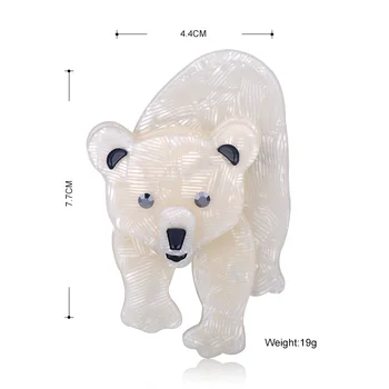 Funmor Tikroviška Polar Bear Sages Moterims, Baltos Spalvos, Akrilas Gyvūnų Sagės, Segtukai, Krepšys, Marškinėliai, Aksesuarai, Didelio Dydžio, Klubo Ženklelis