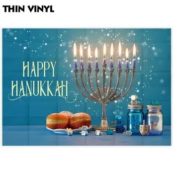 Funnytree fotografijos studijoje Laimingas Hanukkah mėlyna žvakė tortas bokeh dovanų šalis fone apdailos šalis, photocall photophone