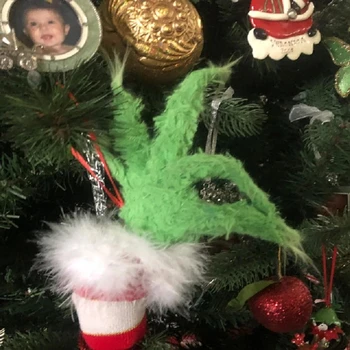 Furry Žalia Grinch Rankos Papuošalas Laikiklį, Kalėdų Eglutė, Kalėdų pradžią Šalis M09