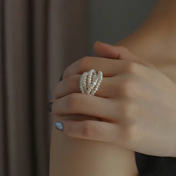 GHIDBK Karšto Pardavimo 2020 Mados Nerūdijančio Plieno Minimalistinio Natūralių Gėlavandenių Perlų Žiedai Unikalaus Dizaino Žiedas Gatvės Stiliaus Papuošalai