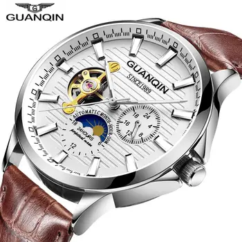 GUANQIN 2020 vyriški Laikrodžiai Top Brand Prabangus Automatinis laikrodis, Tourbillon atsparumas Vandeniui Mechaninė Riešo Žiūrėti relogio masculino
