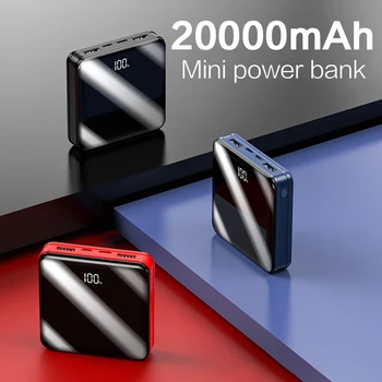 Galia Banko 20000mAh už Xiaomi Redmi Nešiojamų Įkrovimo Poverbank Mobilųjį Telefoną LED Veidrodis Atgal Išorės Baterija Powerbank