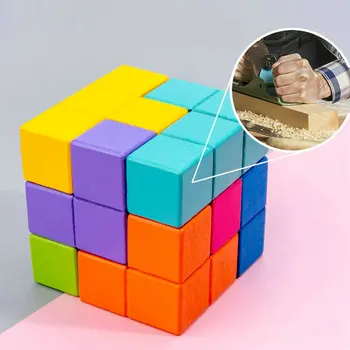 Galvoju Kubo Žvalgybos 3d Galvosūkiai Tetris Mediniai Žaislai Vaikams Formos Medienos Geometrinis Dėlionės Ankstyvojo Lavinimo Žaidimas Kūdikių Dovanų
