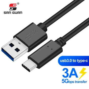 Gamyklos USB C Tipo 3m Kabelis USB C 10feet ilgai USB-A-USB-C Įkrovimo Duomenų 3.0 5GB varinės vielos 60W 3A Samsung S20 S10 S9