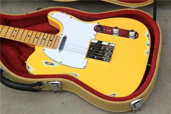 Gamyklos didmeninės prekybos Derliaus luteal elektrinė gitara ir geltonos spalvos ant kaklo Balta Pickguard, pateikti individualų, nemokamas pristatymas.