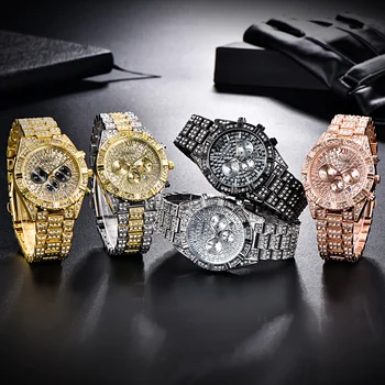 Garsaus Prabangių Didelis Ženklo Laikrodžiai Vyrai, Nerūdijančio Plieno, Aukso, Deimantų Verslo Kvarciniai Laikrodžiai Montres de Marque de Luxe 8839
