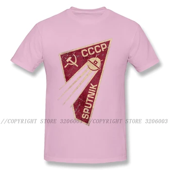 Geometriniai T-shirt Vyrai CCCP Marškinėliai Rusija C C C P Marškinėlius Sputnik-1 Kosmoso Programos Tees Užsakymą SSRS Viršūnes Streetwear Punk Marškinėliai