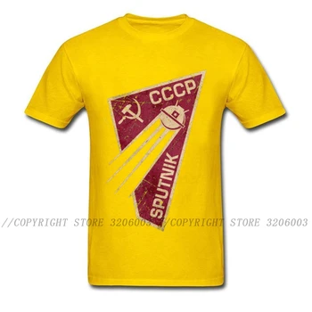 Geometriniai T-shirt Vyrai CCCP Marškinėliai Rusija C C C P Marškinėlius Sputnik-1 Kosmoso Programos Tees Užsakymą SSRS Viršūnes Streetwear Punk Marškinėliai