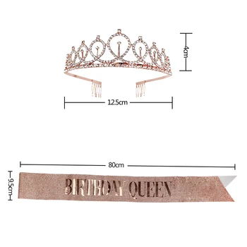 Gimtadienis Karalienė Satino Dirželis Per Petį Princess Crown Šalies Etiketas Diržo Gimtadienio Mergaitė Varčios Šalis Dekoro Prekes