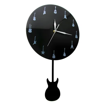 Gitara Sieninis Laikrodis Su Supasi Gitara Muzikos Studijoje Švytuoklės Sieniniai Laikrodžiai, Laikrodžiai Modernus Dizainas Ir Unikali Dovana Guitaris