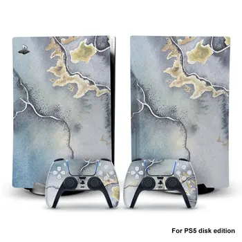 Glaxy Įklija, PS5 Konsolės Disko Leidimas Anglies Pluošto, Odos Decal Padengti 5 PlayStation Konsolės ir 2 vienetų PS5 Accessories