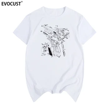 Glock anatomijos piešimo trumpomis rankovėmis Vasarą, print T-shirt Medvilnės Vyrų marškinėliai Naujas TEE moterims