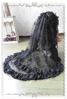 Gothic Black Lolita Šydas, Alkūnės Ilgis Akies 2 Sluoksnis Šydas, kurį Infanta