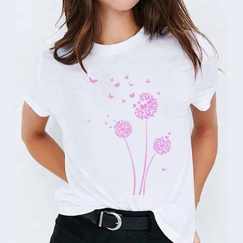 Grafinis Marškinėliai Moterims Patinka Kiaulpienių Mados Širdies Vasaros Rudens Spausdinti Lady T-shirts Viršuje Moterų Ponios Moterų Tee Marškinėliai