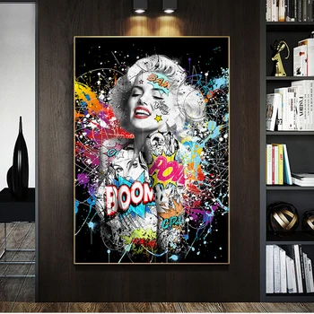 Grafiti Meno Marilyn Monroe fonai Pop Art Plakatai Seksualus Portretas Drobės Tapybos Sienos Nuotraukas Gatvės Meno vidaus Apdaila