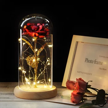 Gražus Eternal Rose Eternelle LED Šviesos, Grožio Ir Žvėrys Rose Stiklo Kupolas Motinos Gimtadienis, Valentino Diena Dovana