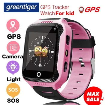 Greentiger Q528 Vaikų GPS Smart Žiūrėti Žibintuvėlis Jutiklinis Ekranas vaizdo Kameros GPS Tracker Kūdikių Smartwatch vaikams Stebėti SOS PK Q50 q90