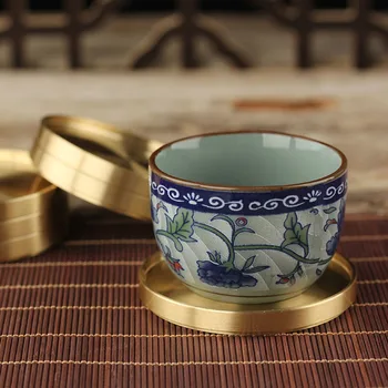 Gryno vario turėtojas miestelyje namų kungfu arbatos rinkinys arbatos ceremonija priedai žalvario šilumos izoliacija arbatos kilimėlis dovanų rinkinys 6 vienetų
