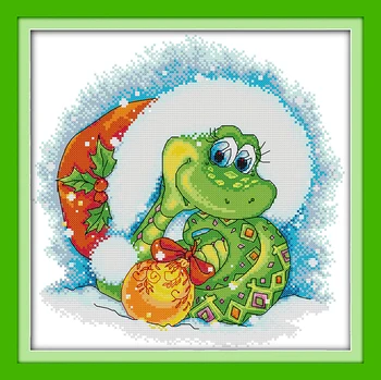 Gyvatė Kalėdų kryželiu rinkinys, aida 14ct 11ct skaičius atspausdinta drobė siūlių siuvinėjimui 