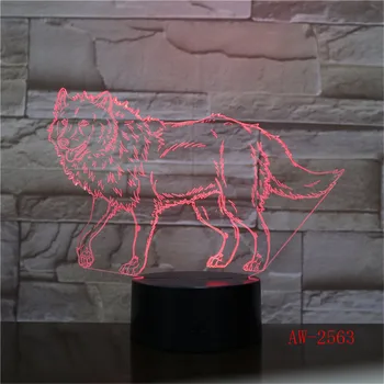 Gyvūnų Howl Wolf 3D LED Lempos USB Lentelė Naktį Šviesos Daugiaspalvis Lavos RGB Apšvietimo Luminaria Kalėdų Jungiklis Jutiklinis Nuotolinio AW-2563