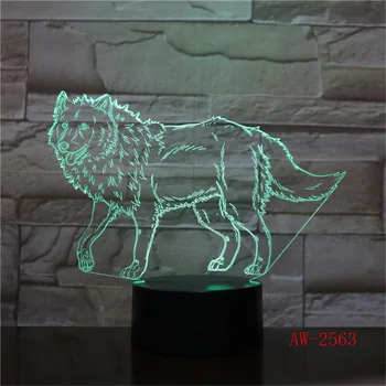 Gyvūnų Howl Wolf 3D LED Lempos USB Lentelė Naktį Šviesos Daugiaspalvis Lavos RGB Apšvietimo Luminaria Kalėdų Jungiklis Jutiklinis Nuotolinio AW-2563