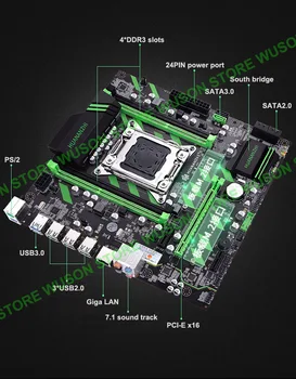 HUANANZHI X79-ZD3 plokštė su RAM 64G(4*16G) 1866 REG ECC PROCESORIUS Xeon E5 2697 V2 plokštė su NVMe/NGFF dual M. 2 slots